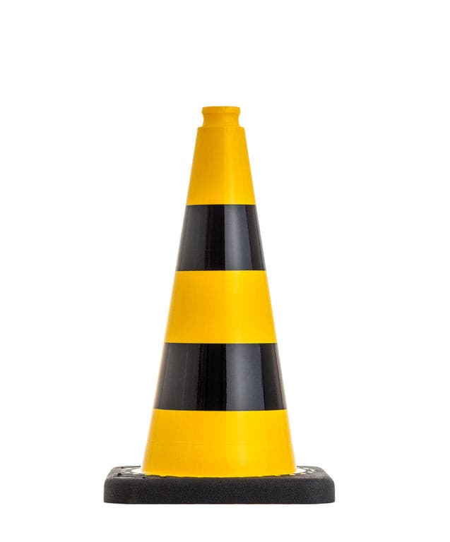 UVV FLEX gele verkeerskegels 50 cm, stabiel, ca. 2,1 kg, heldere, aantrekkelijke kleuren / RA1 reflecterende folie zwart