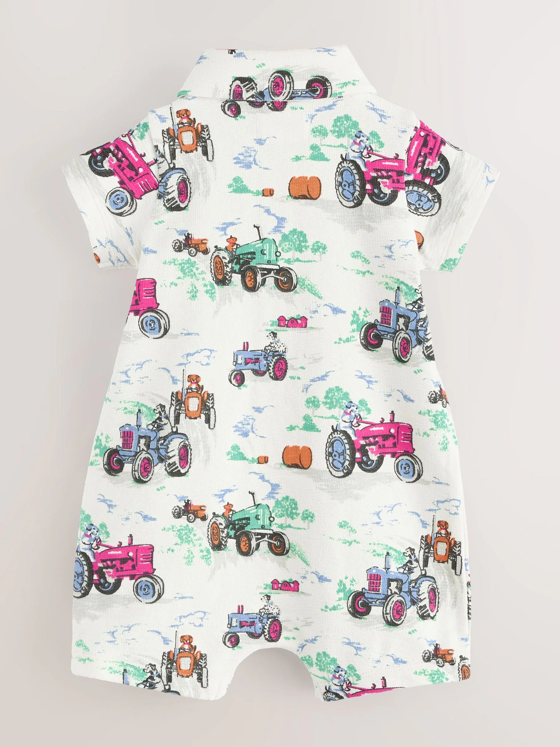 Ecru tractor met print kraagje - 100% katoenen Cath Kidston rompertje