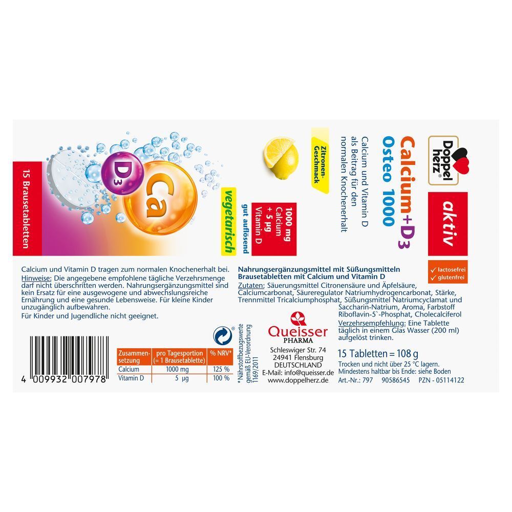 Doppelherz® aktiv Calcium + D3 Osteo 1000 Brausetabletten