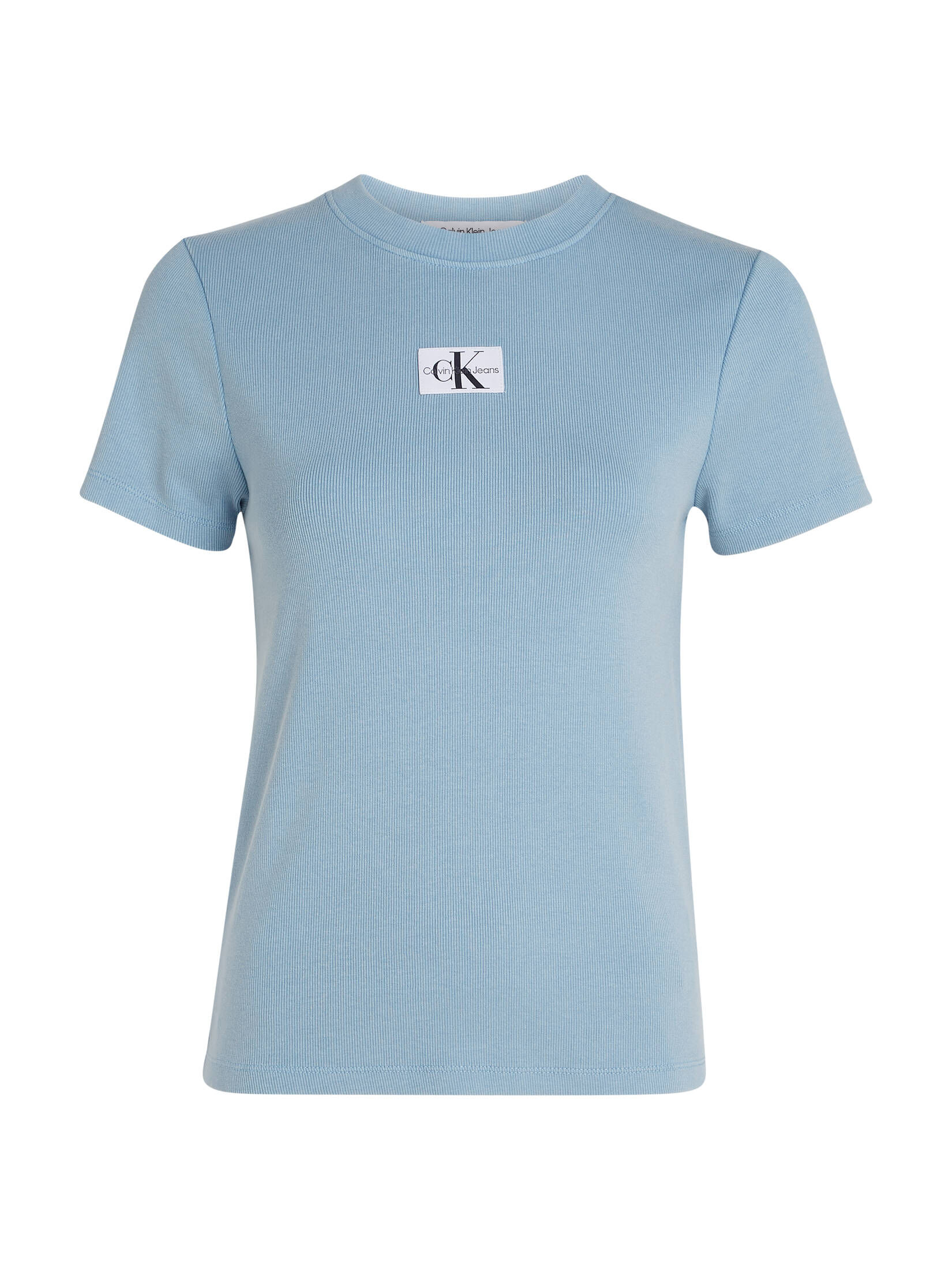 CALVIN KLEIN JEANS| Damen T-Shirt LABEL WASHED RIB SLIM TEE