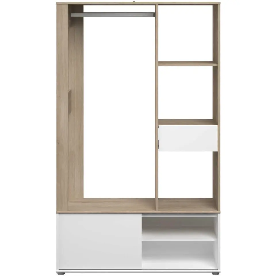 Garderobe Ghislain 1 deur & 1 lade - Japanse eik/wit
