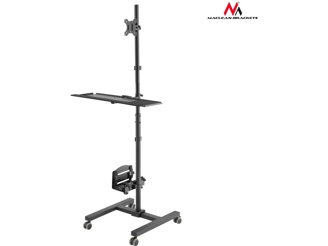 Maclean MC-793 - Vogn med hjul - for LCD-skærm / tastatur / CPU - plastik, stål - sort - skærmstørrelse: 17