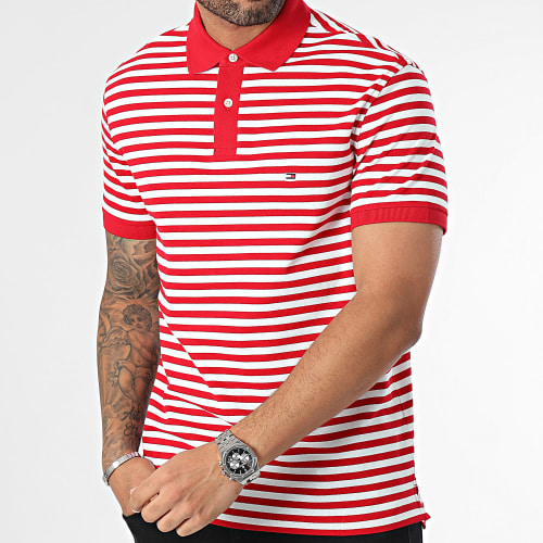 Polo Manches Courtes A Rayures Regular 1985 7770 Rouge Blanc