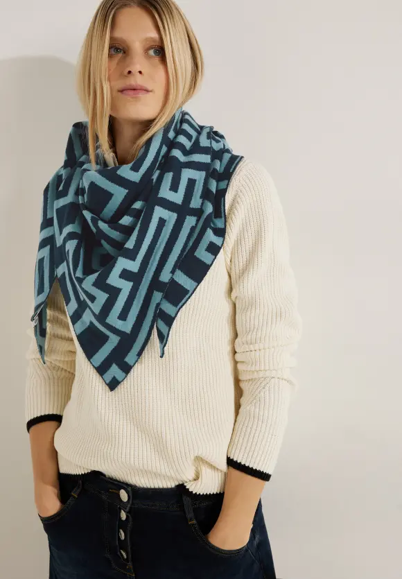 Print Dreieckstuch - strong petrol blue