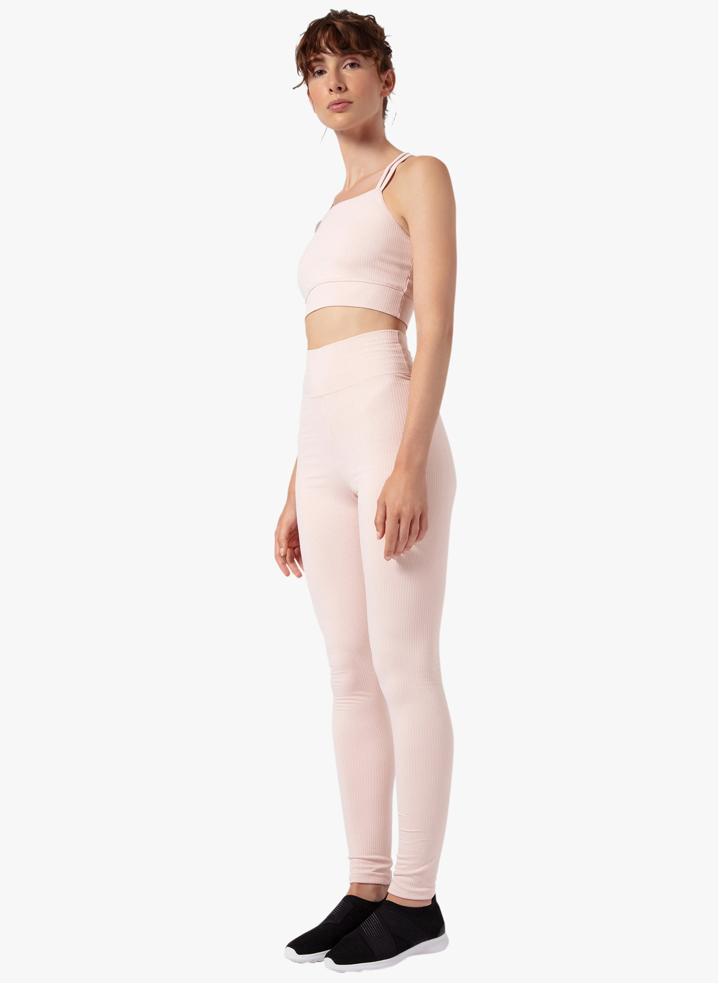 Legging taille haute côtelé | Rose