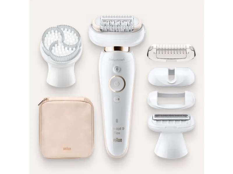 Braun Silk-épil 9 Flex 9-030 3D, Lyserød, Hvid, 40 pincetter, MicroGrip, Armhule, Bikini, 0,5 mm, Batteri
