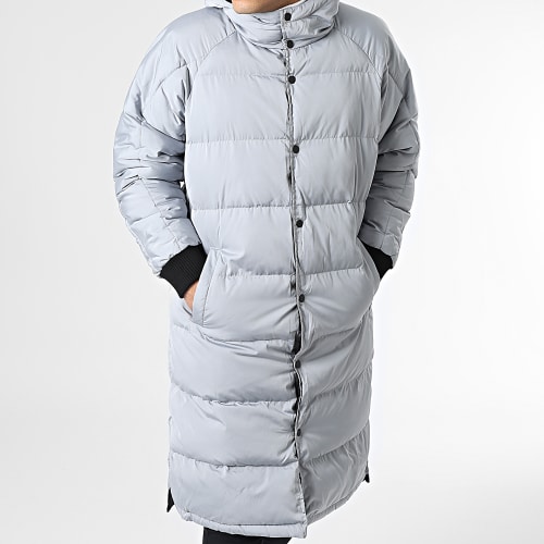 Doudoune Longue Capuche Réversible 23209 Gris Noir