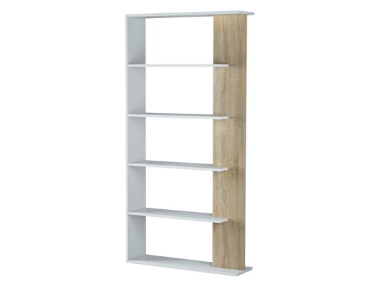 VS VENTA-STOCK - Etagère Étagère bibliothèque lugo 5 étagères, blanc/chêne, pour sall...