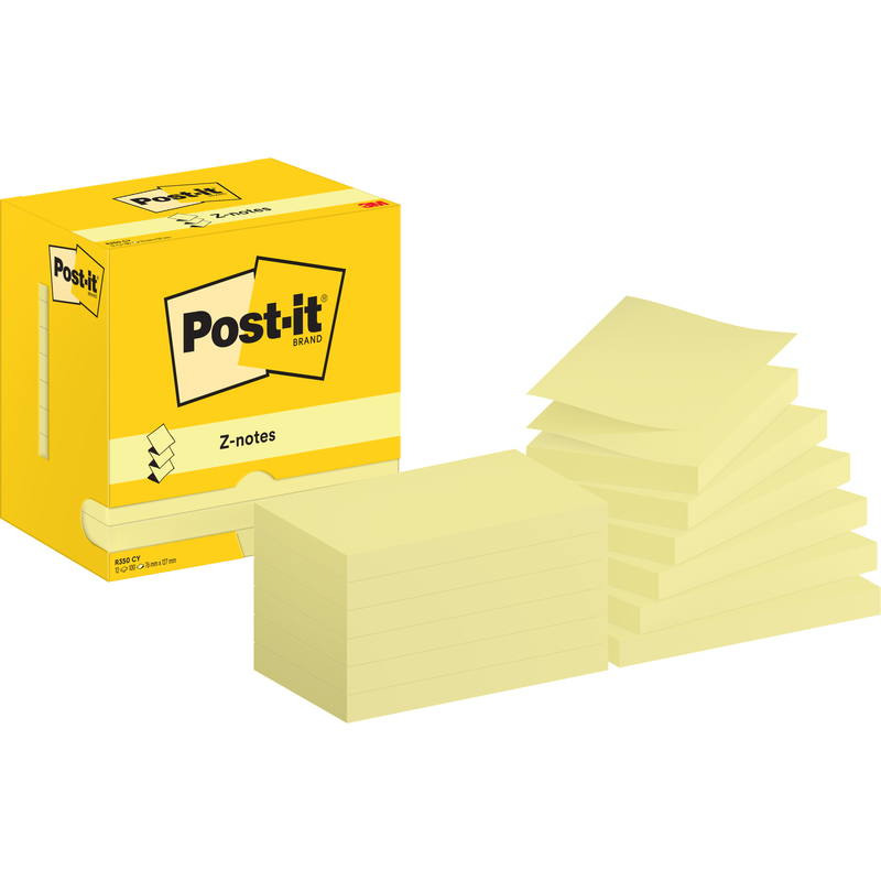 Post-it Haftnotizen Z-Notes, 127 x 76 mm, 12 x 100 Blatt