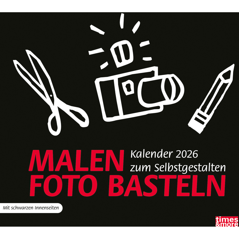 Heye Bastelkalender 2026, 1 Monat / Seite, schwarz