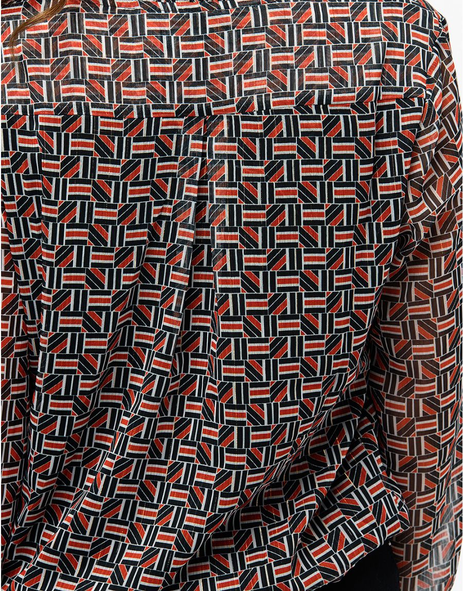 Blouse crépon noir rouge