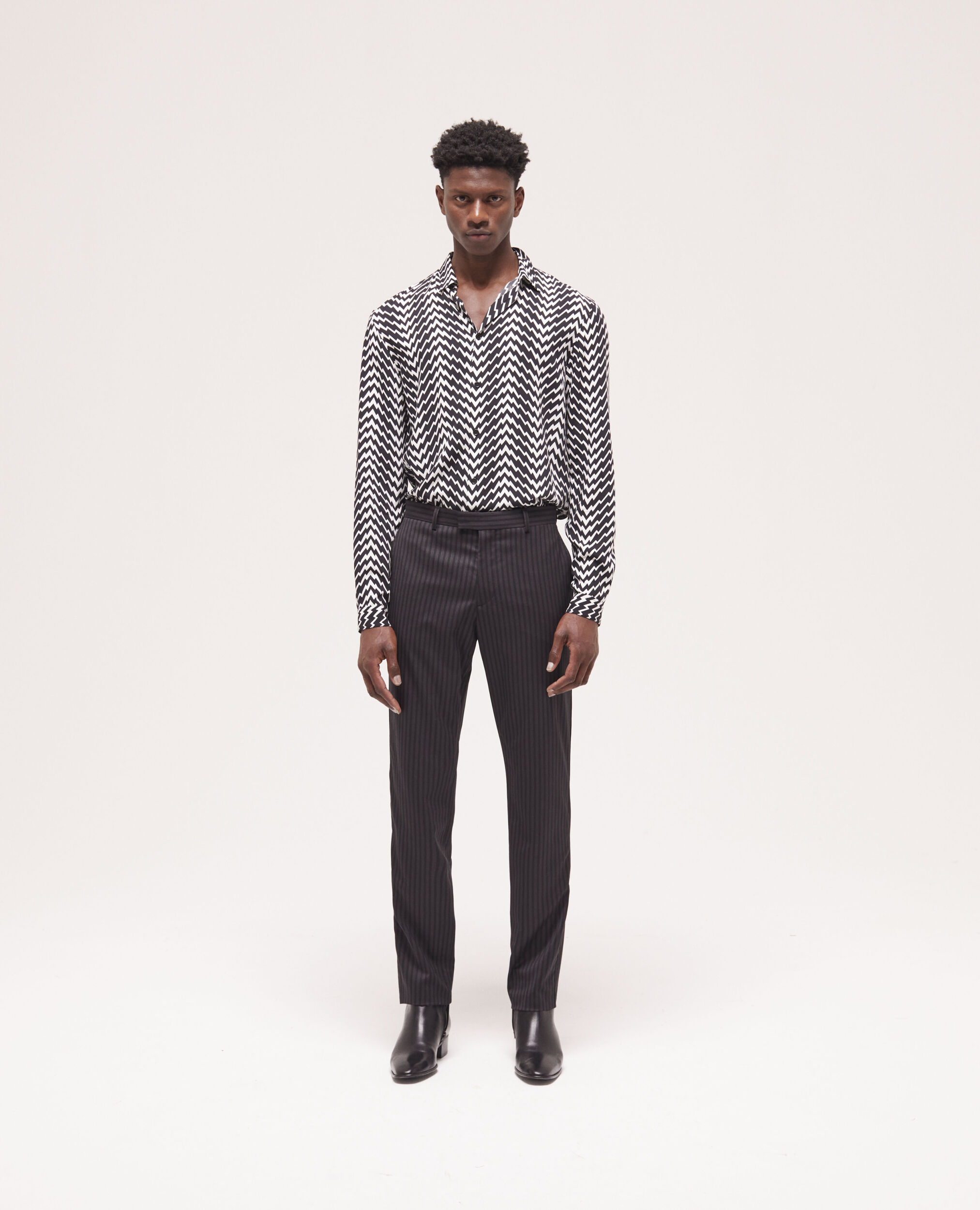 Pantalon de costume en laine à rayures