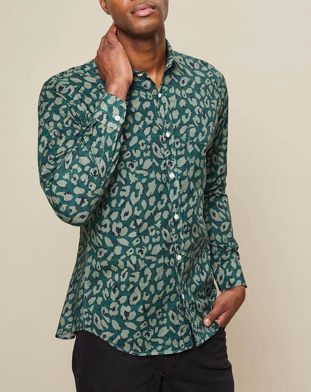 Hartford Chemise Slim Fit Storm camouflage kaki