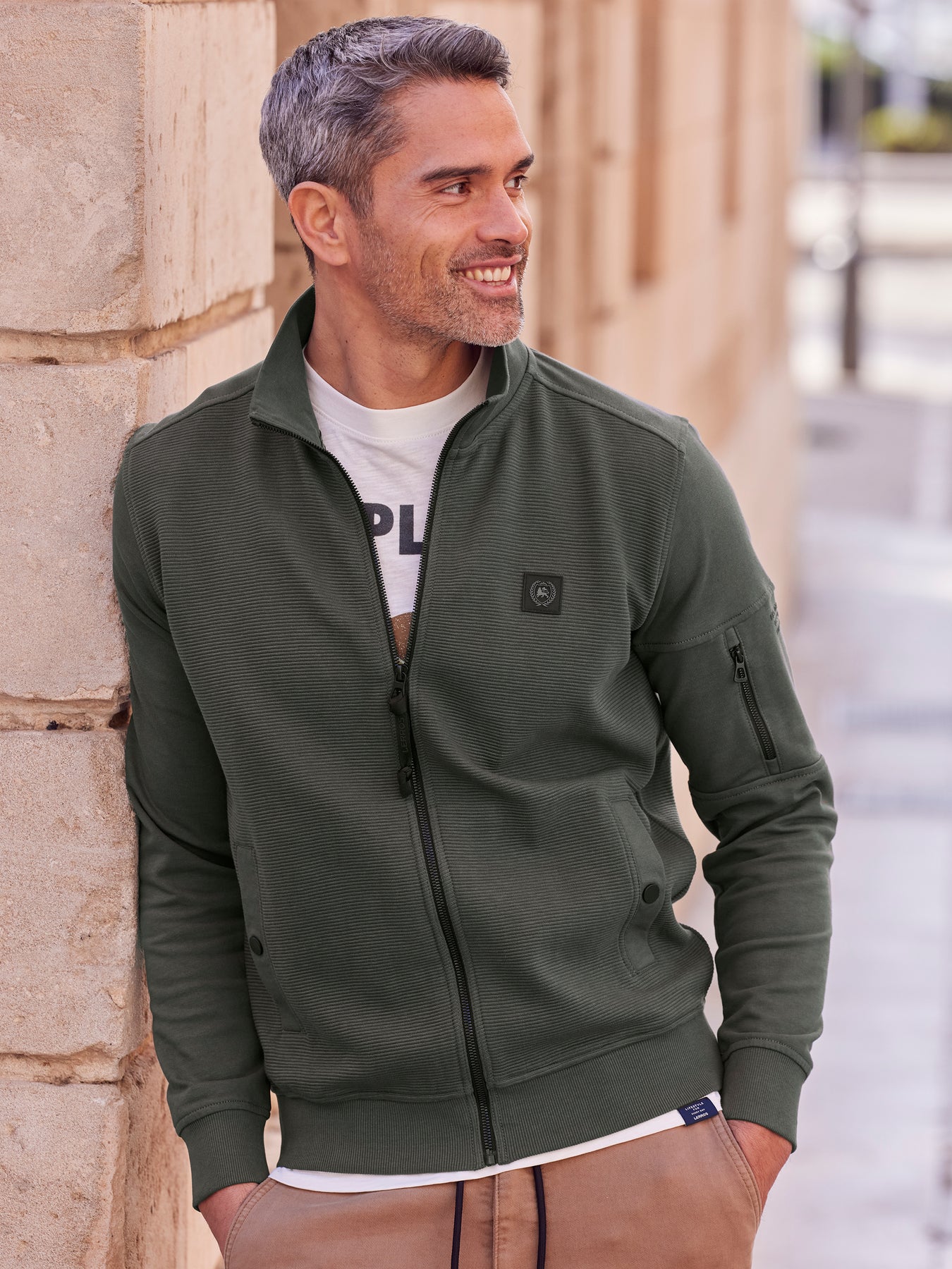 Herren Sweatjacke in Struktur-Baumwollqualität