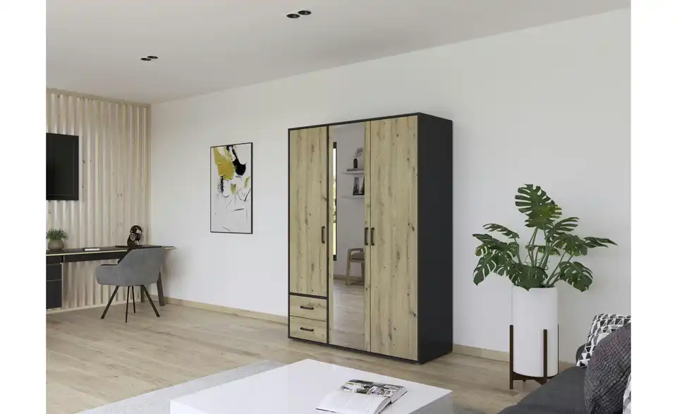 Drehtürenschrank Absetzung: Grau 140 cm 3 Stück