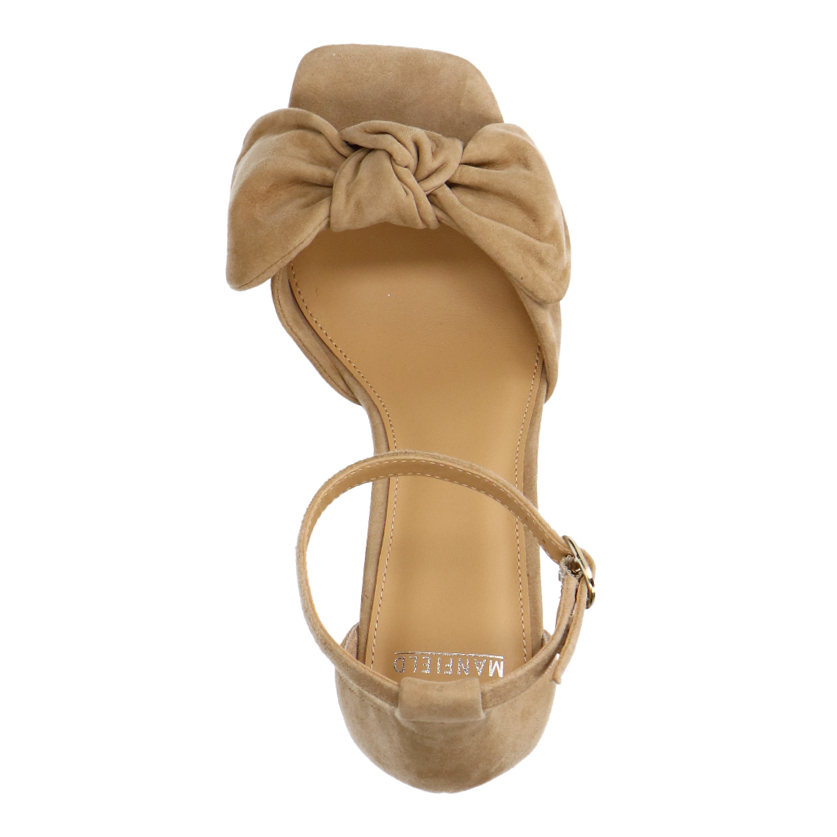 Beige suède sandalen met hak
