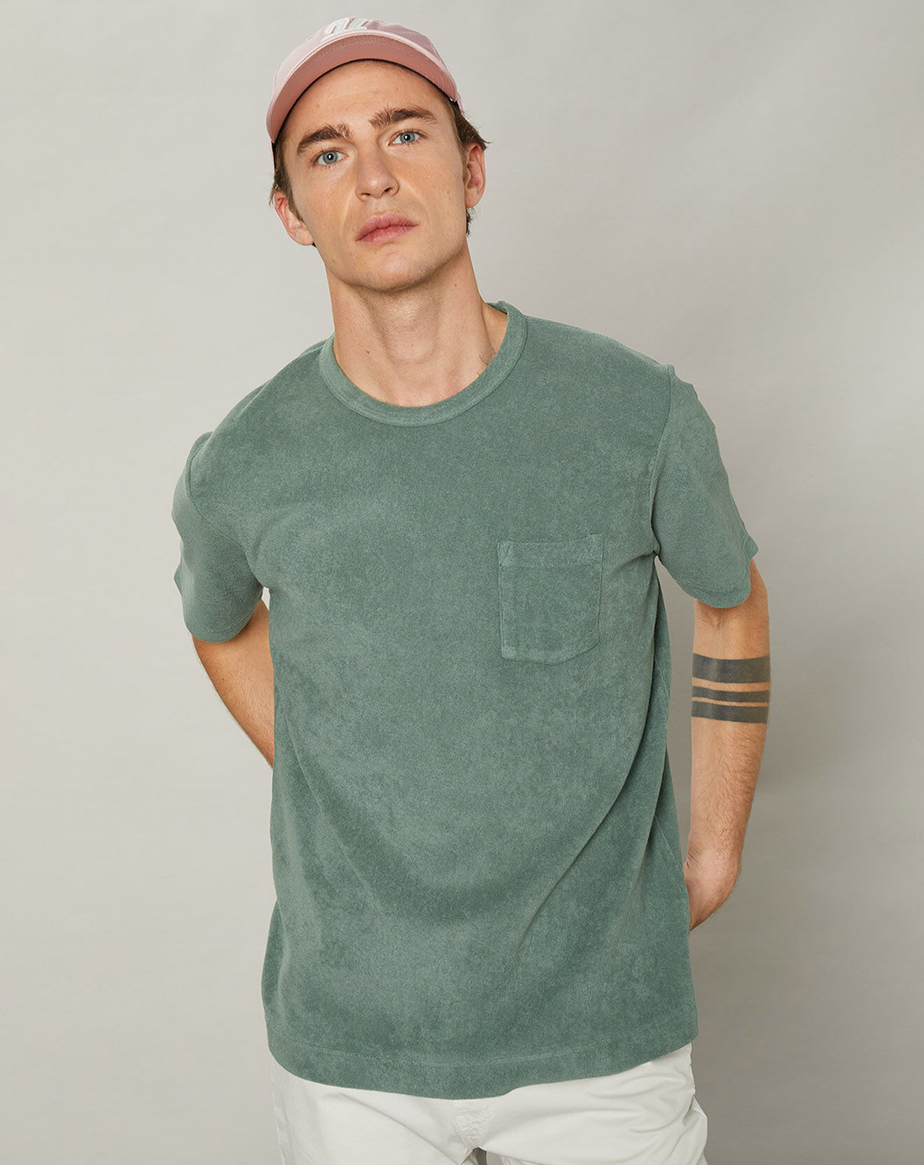 Hartford T-Shirt en éponge Pocket Crew cactus
