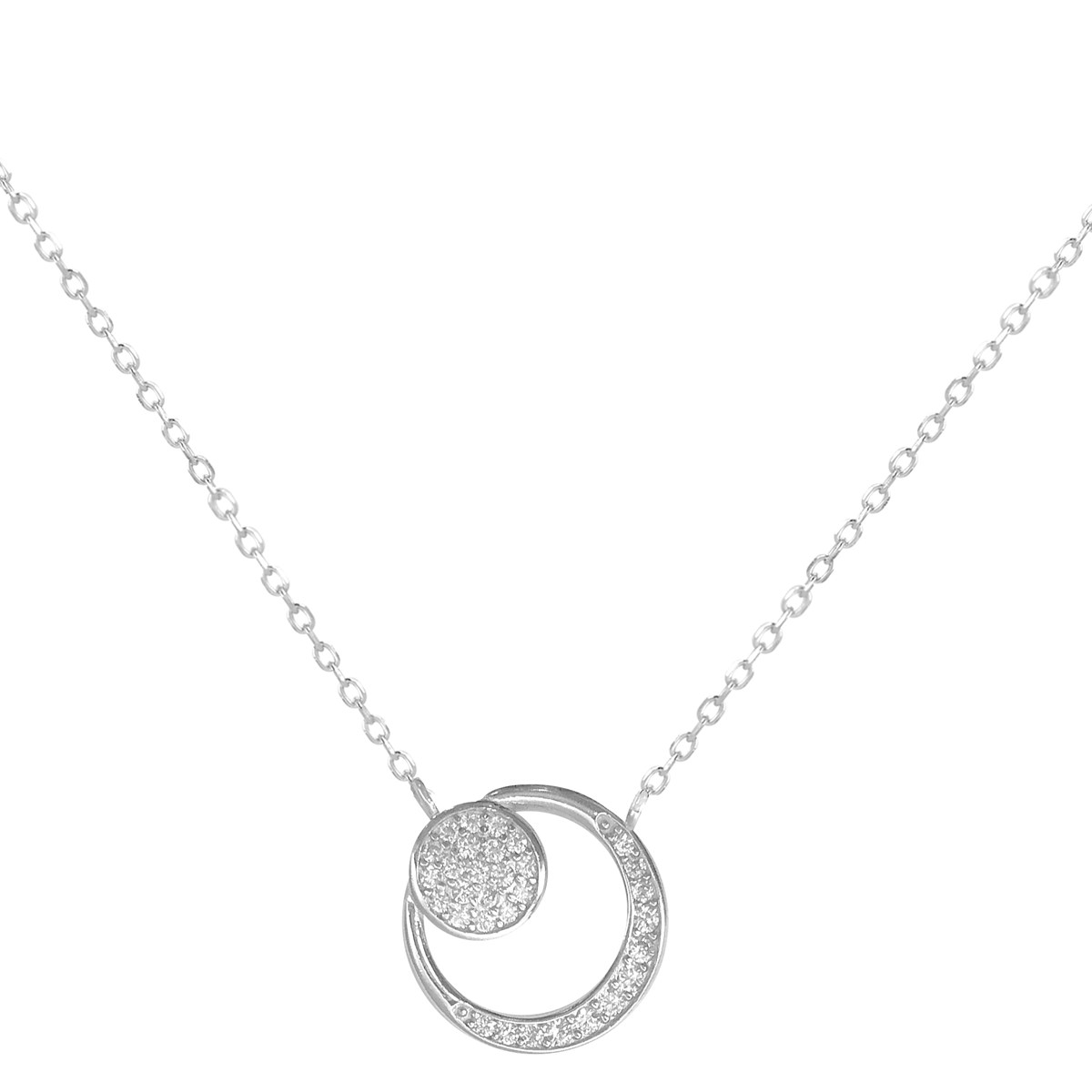 Collier croissant de lune en argent 925 rhodié et oxyde de zirconium