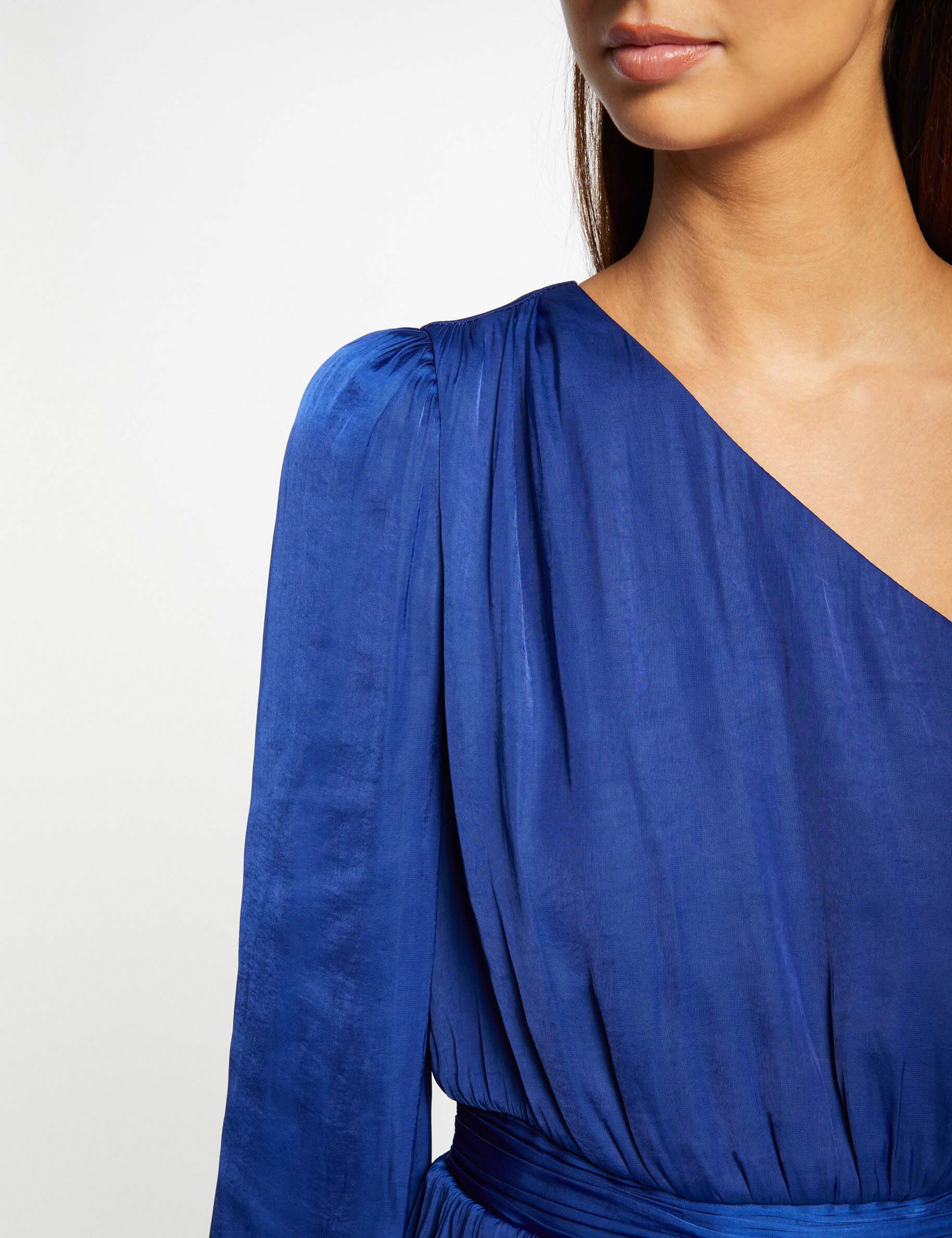 Blouse asymétrique smockée bleu electrique femme - bleu_electrique