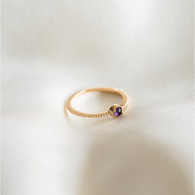 Bague Fine amethyste Plaqué Or Pierre Precieuse