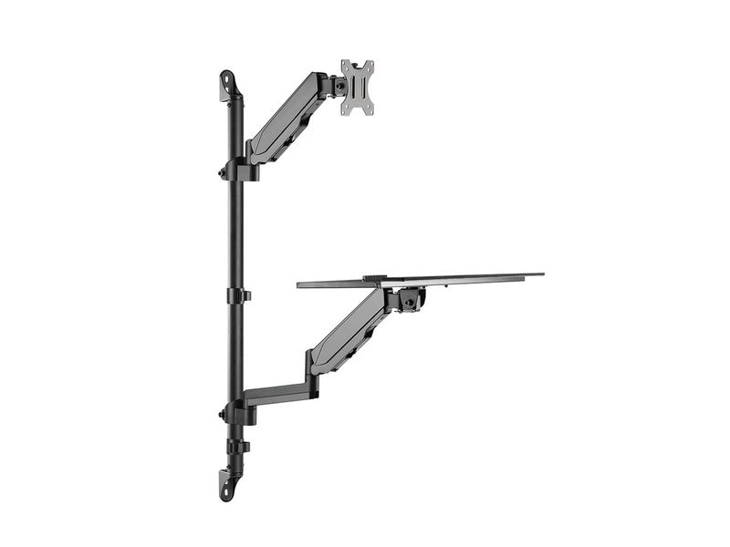 NEOMOUNTS Monitor-Standfuss WL90-325BL1 Schwarz Höhenverstellbarer, wandmontierter Arbeitsplatz für 17-32