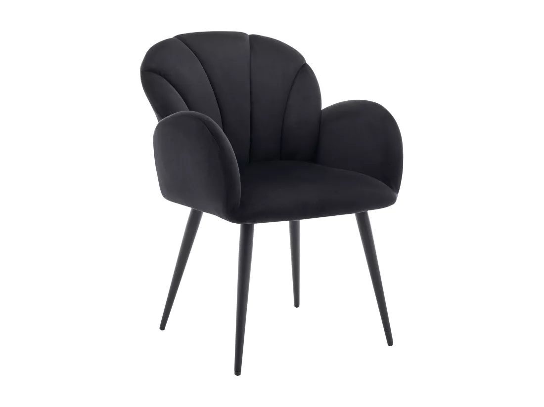 Lot de 2 chaises avec accoudoirs en velours et métal - Noir - LANSENA de Pascal Morabito