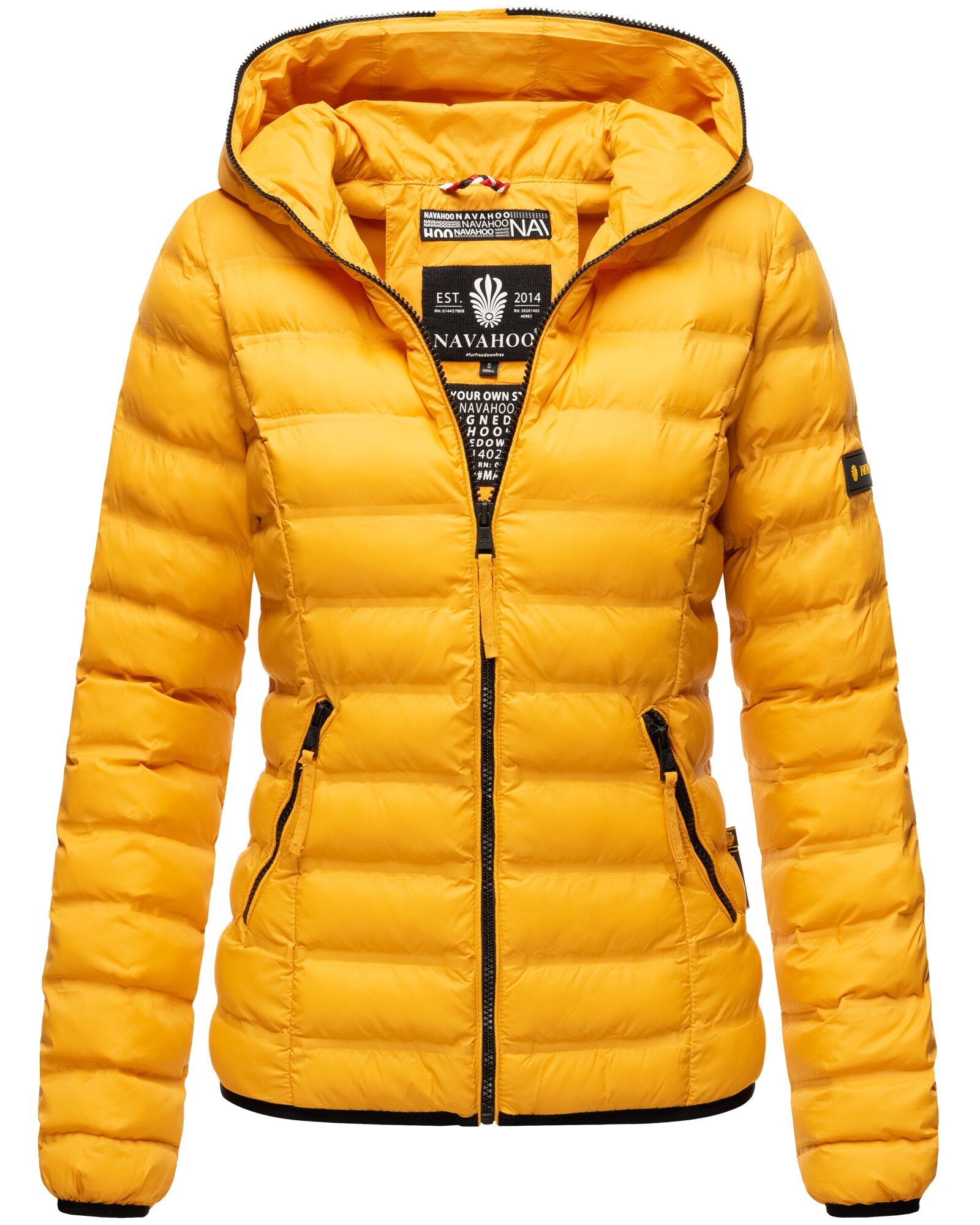 NAVAHOO Damen Stylische Steppjacke Übergangsjacke mit Kapuze Neevia