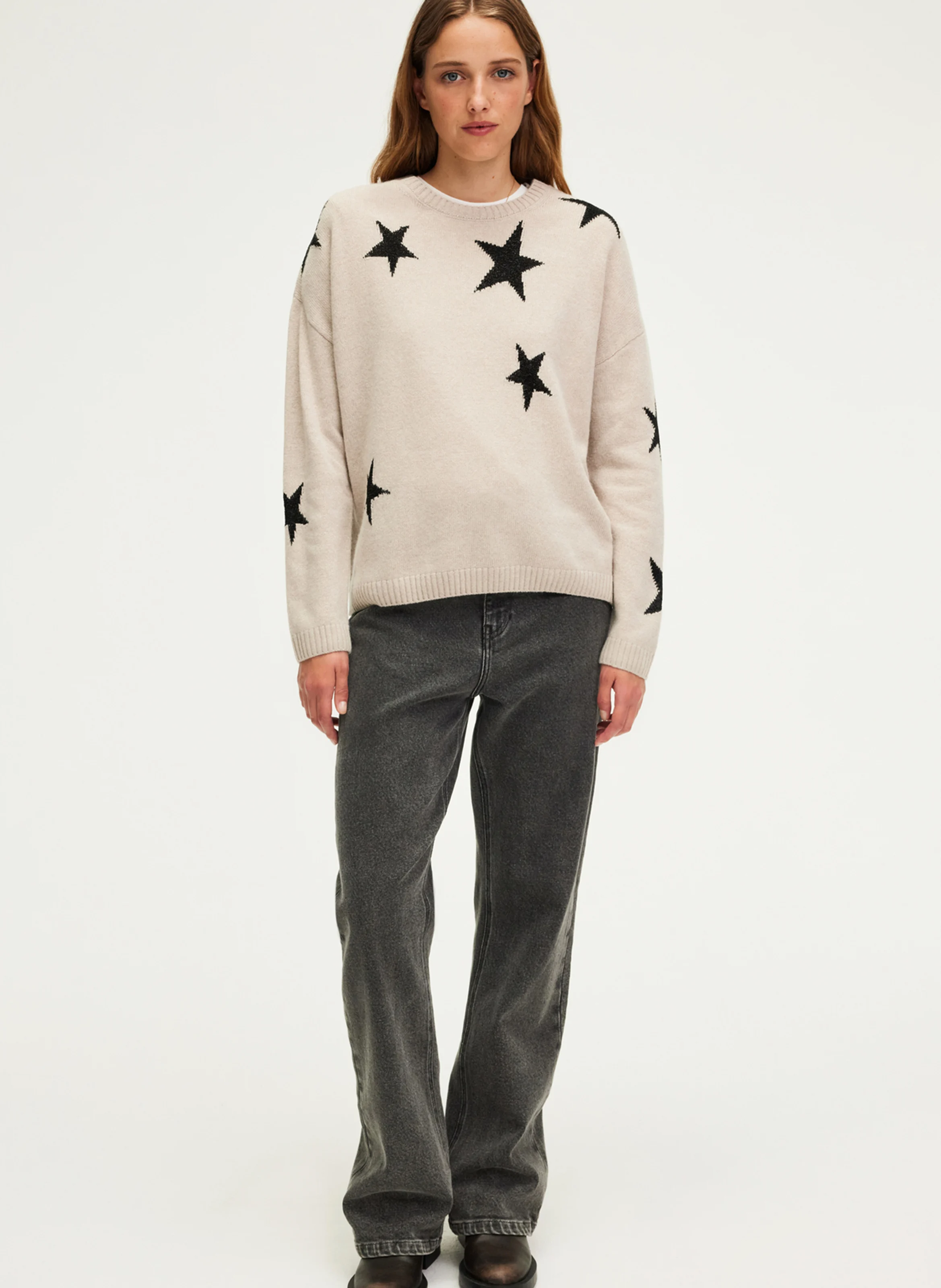 JESSALYNN - Pull droit à col rond | Beige