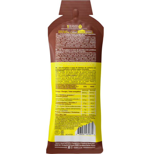 Gels énergétiques NAAK ULTRA ENERGY GEL CHOCOLATE PACK X1 UNICOLORE