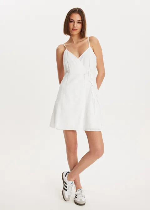 Broderie jurk met strikjes wit (WIT)