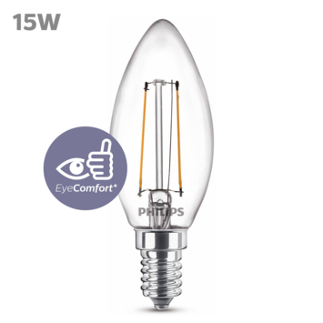 Philips LED kaars E14 15W filament helder niet dimbaar