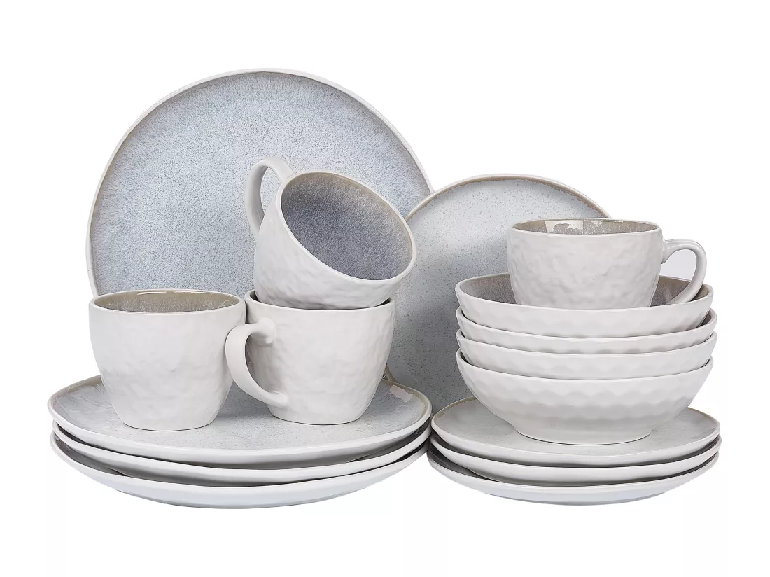 Set de 16 couverts de table SESAME Grès Gris clair