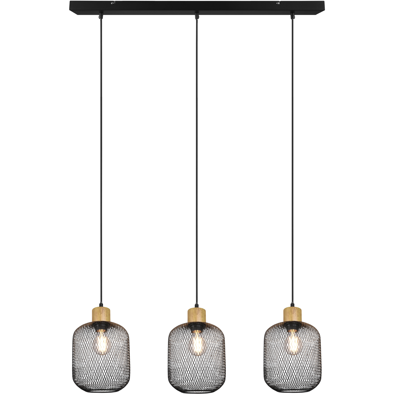 Pendelleuchte - schwarz - 3-flammig - 150 cm hoch
