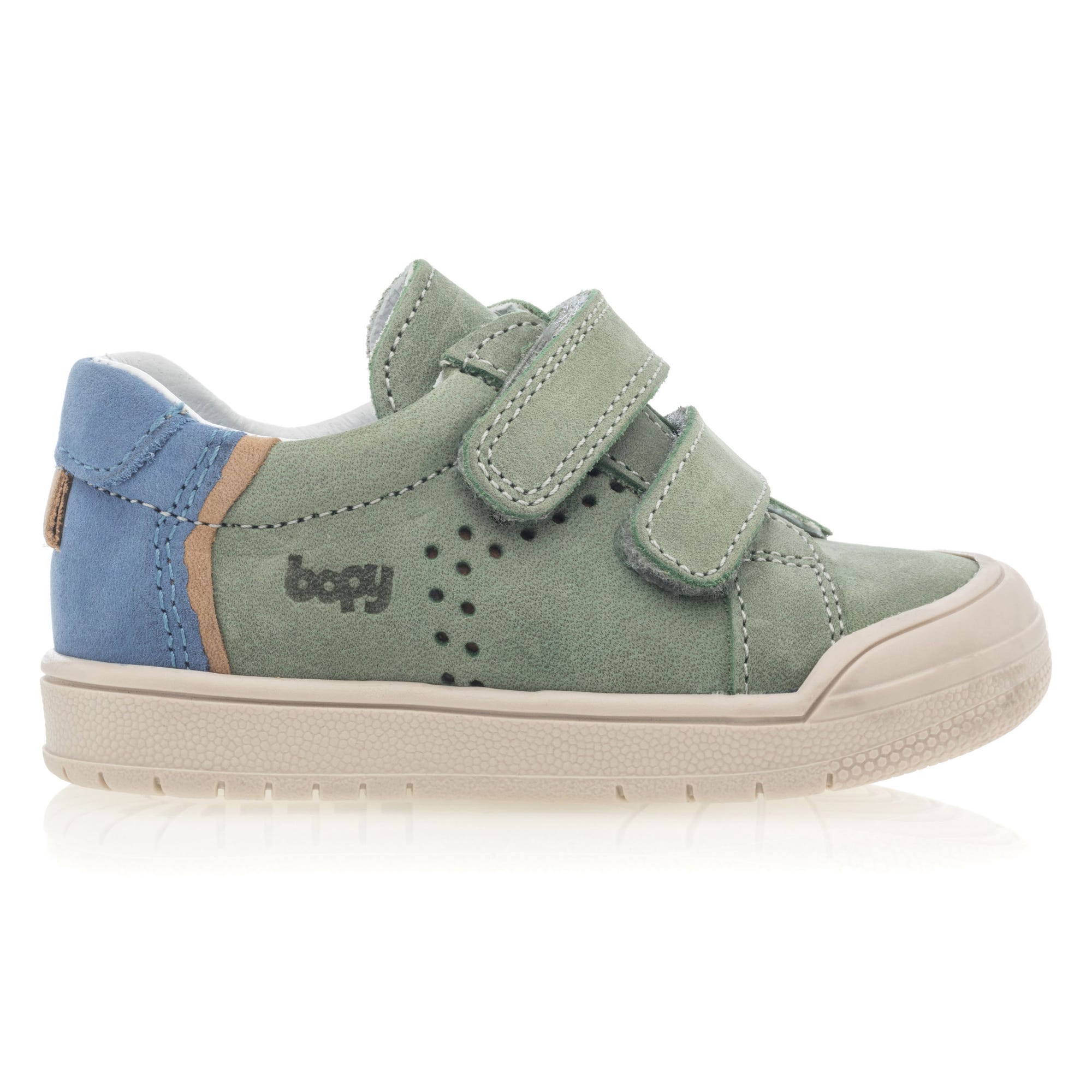 Baskets basses Bébé garçon en cuir vert clair