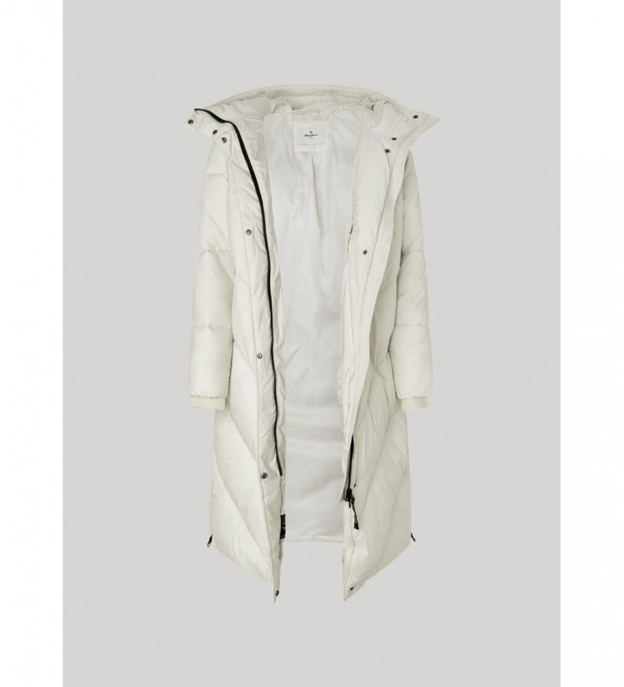 Jaqueta acolchoada de plumas Pepe Jeans Mia, cor off-white