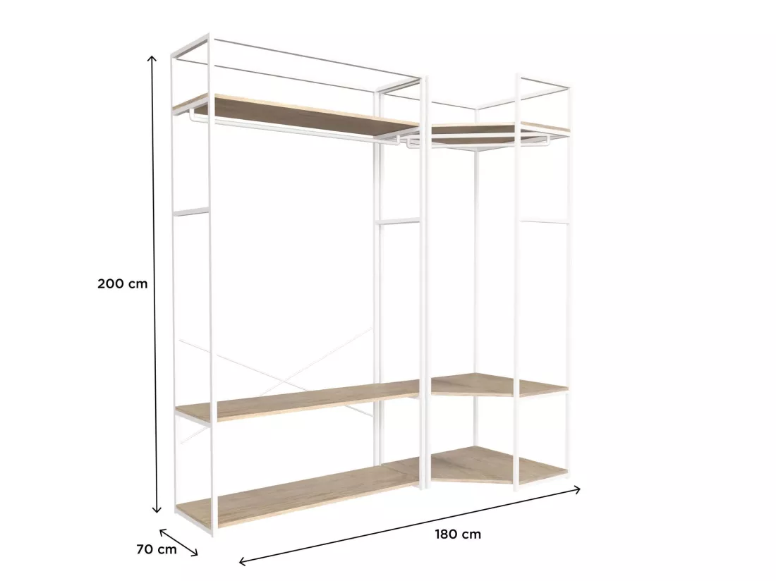 Portants vêtements bois et métal Blanc - Lot de 2