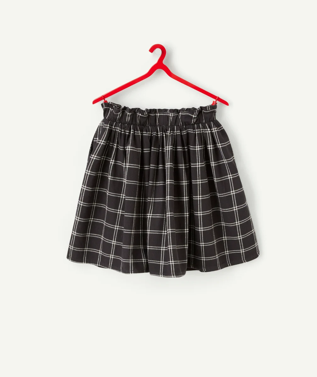 JUPE À FRONCES FILLE IMPRIMÉ À CARREAU GRIS ET BLANC