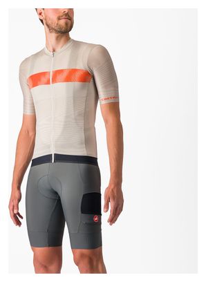 Maillot Manches Courtes Castelli Unlimited Endurance Beige/Orange