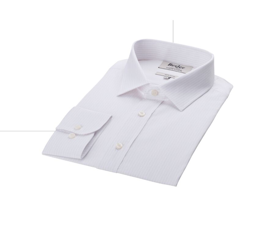 Chemise popeline rayée Blanc et Beige - BERTHIN