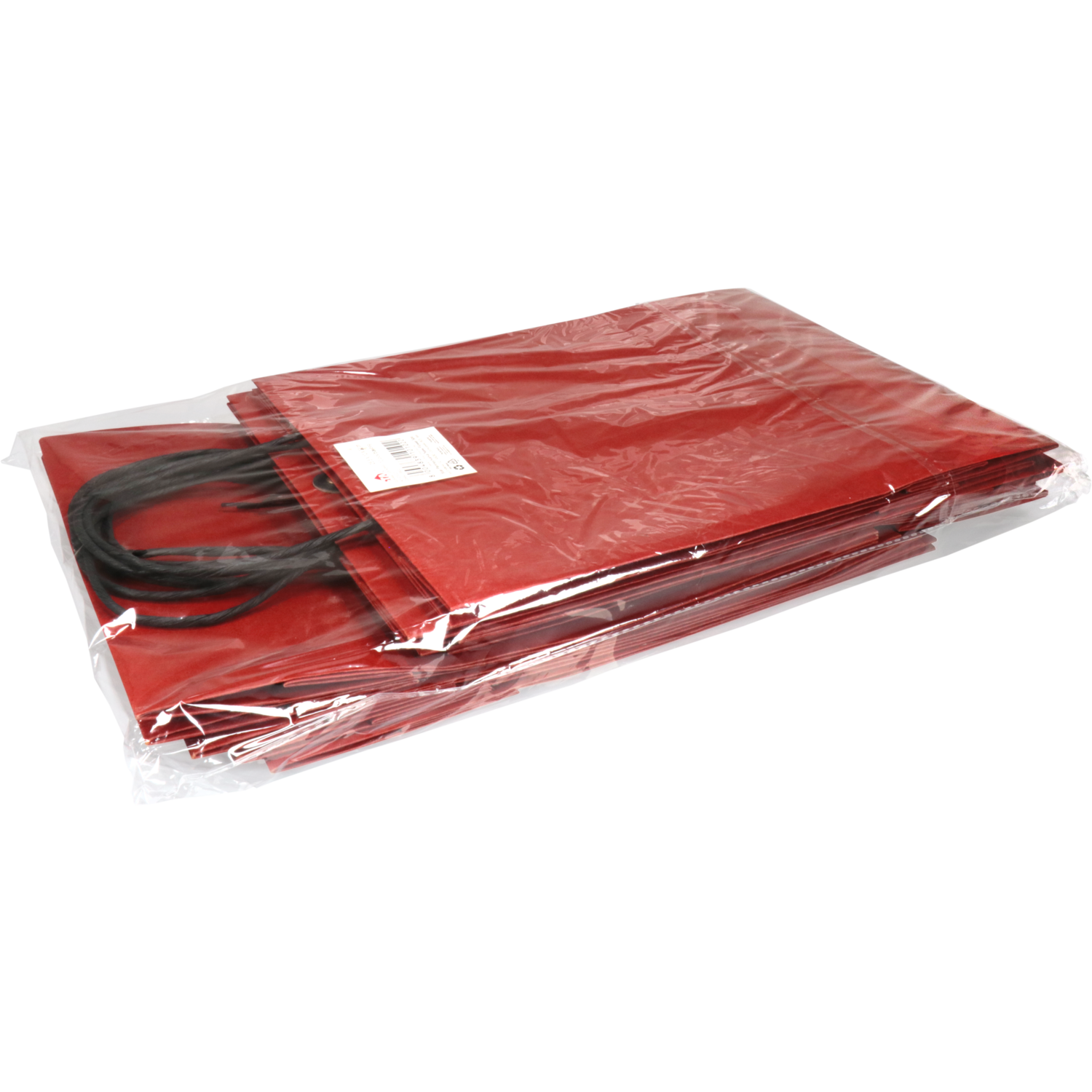 Tas, Papier, gedraaid papieren koord, japanse sluiting, 25.5x 10x33cm, draagtas, rood