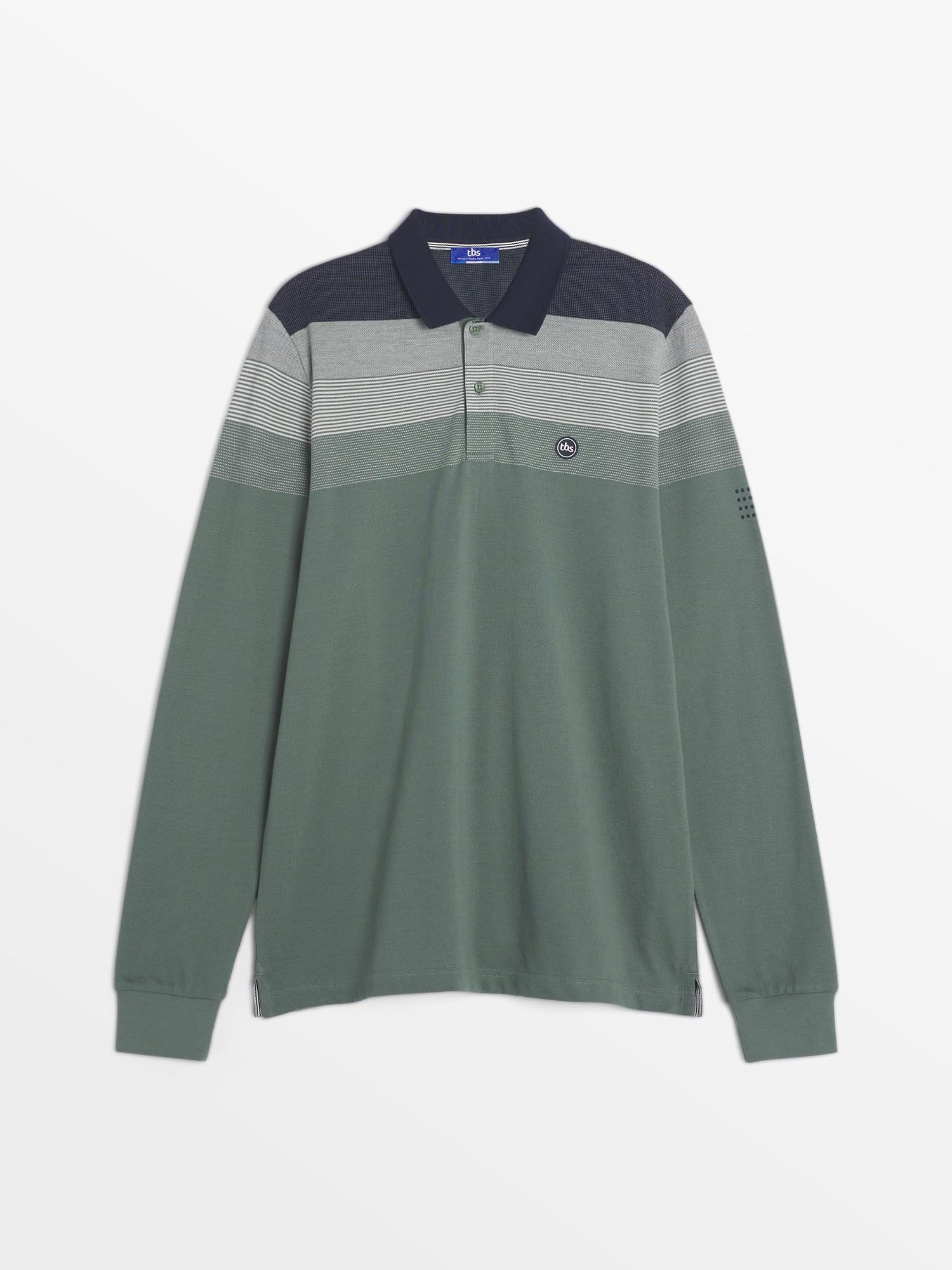 Polo Homme Rayures Poitrine Gris et Vert