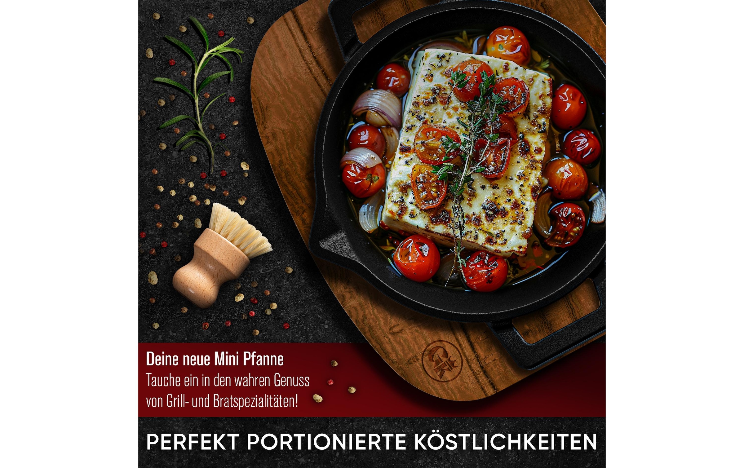 Grilltopf »Gusskoenig Mini Set mit Holzsockel« 4 Stk. tlg. Gusseisen