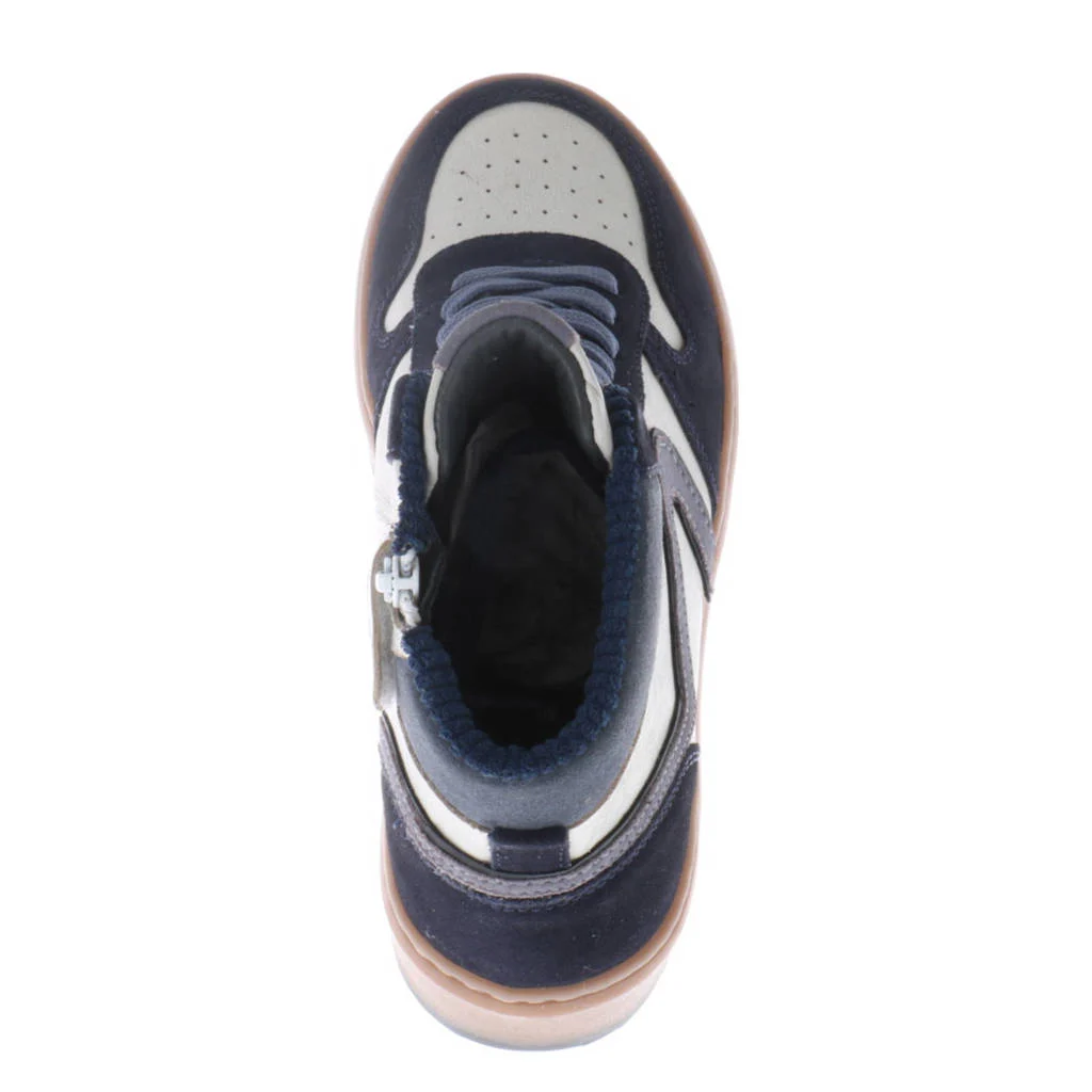 Hip leren sneakers donkerblauw/wit
