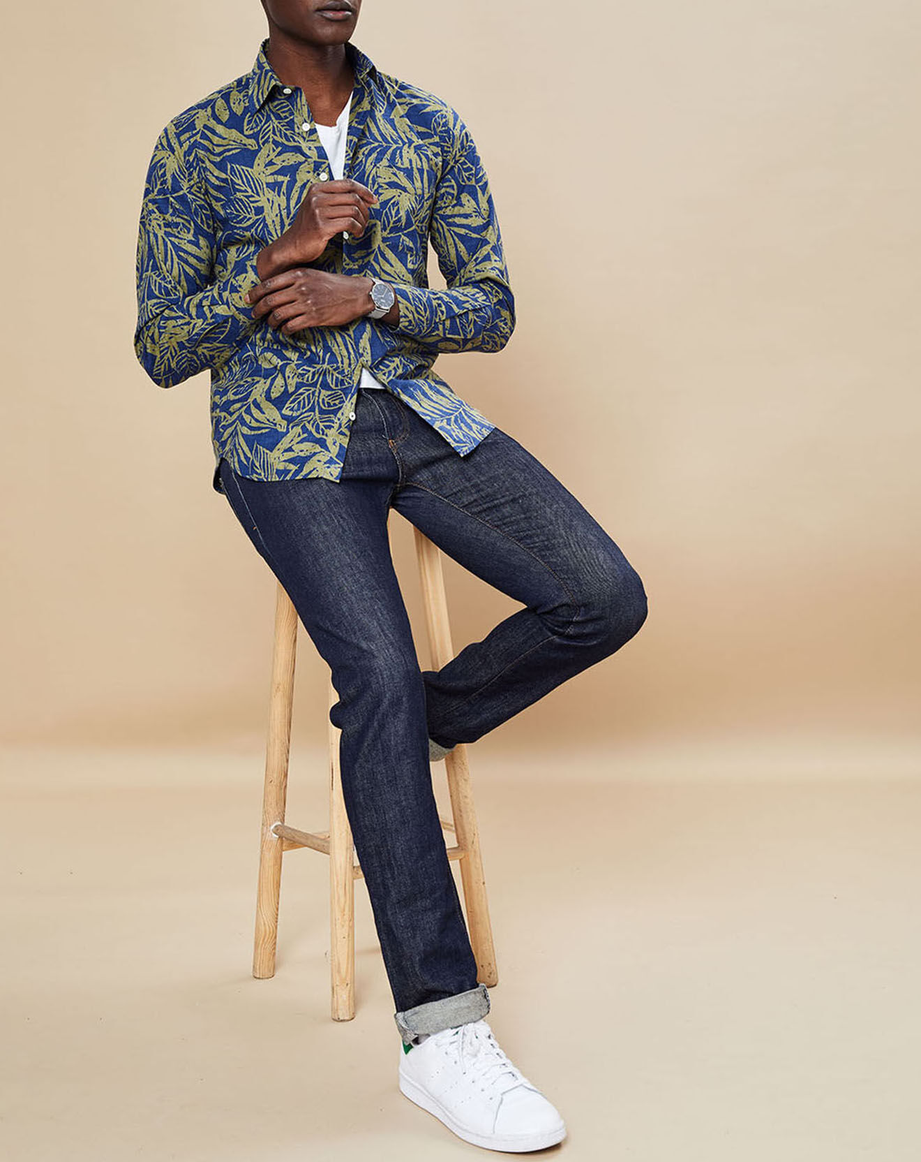 Hartford Chemise Slim Fit Storm imprimée marine/vert