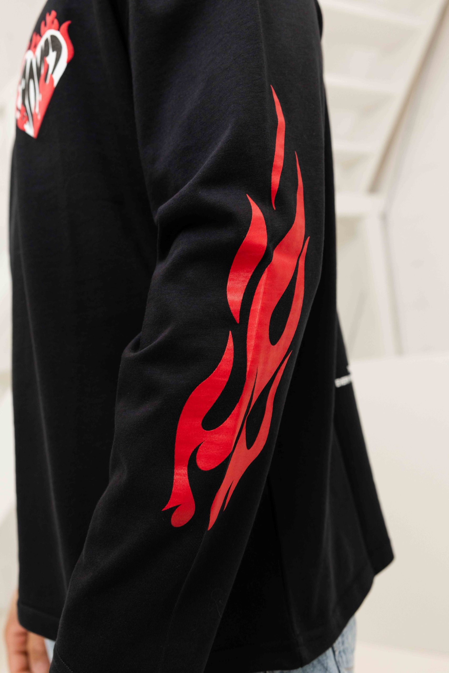 Croyez Heart On Fire Longsleeve T-Shirt Heren Zwart