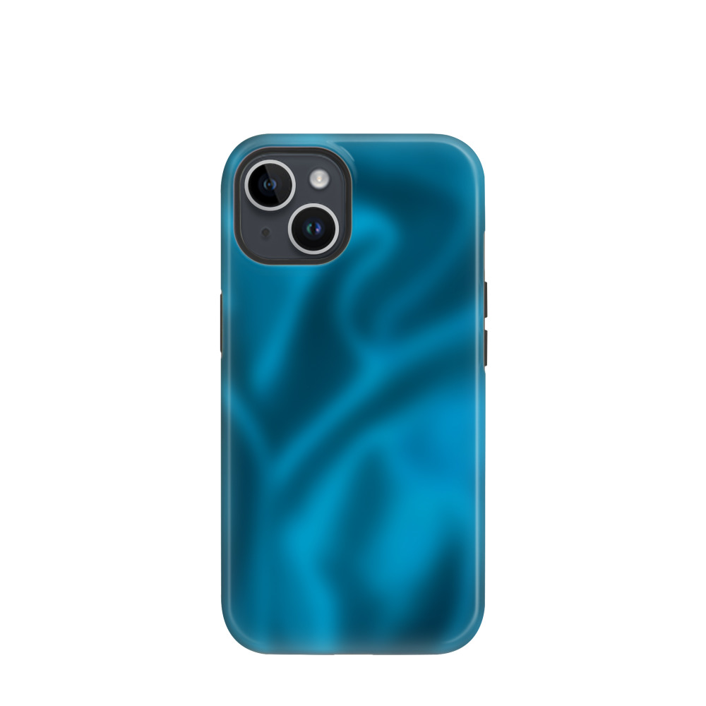 iPhone 14 Hybrid (Kunststoff / Gummi) Hülle Seidenglanz 2 - Blau