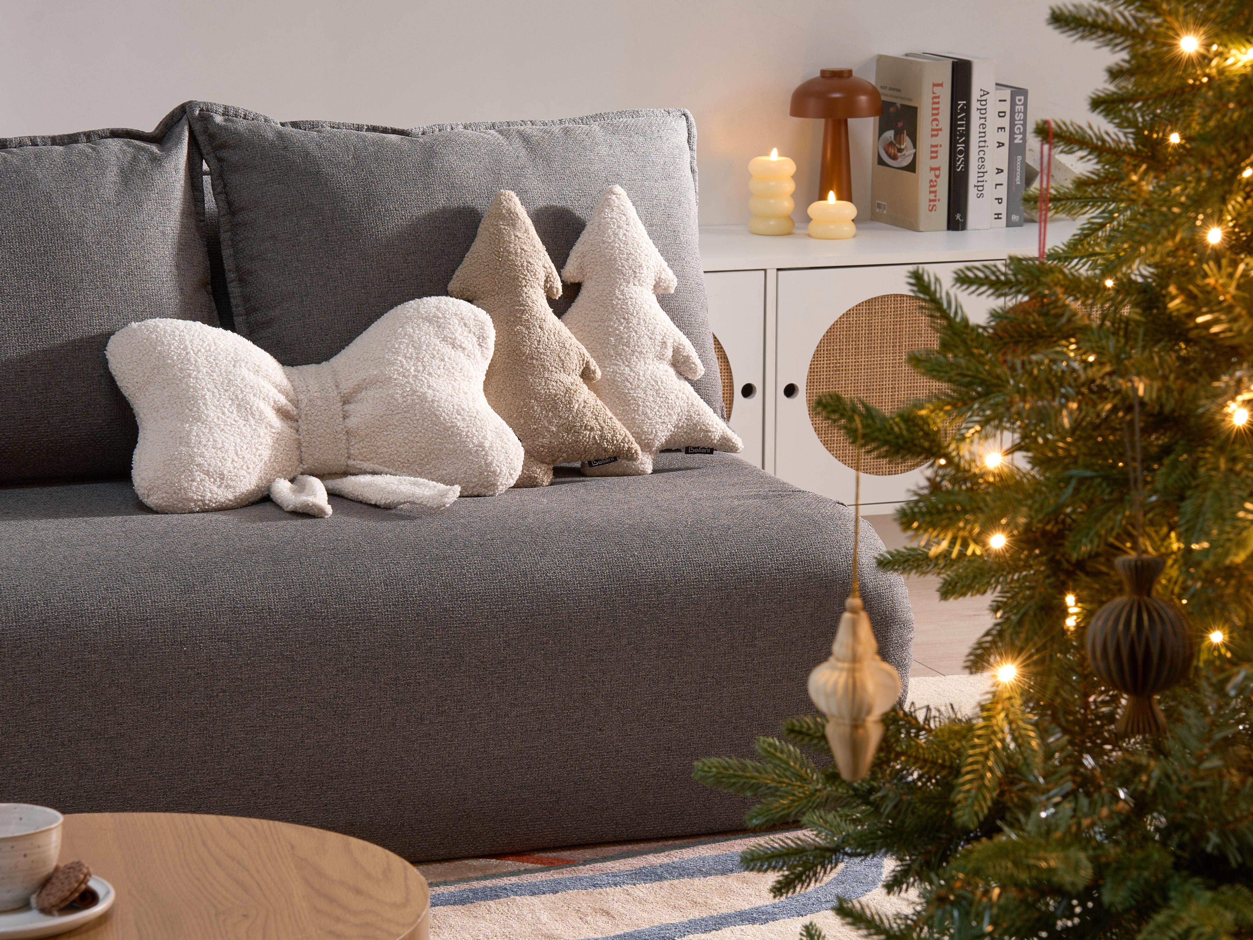Set van 3 sierkussens WINTERLAND Bouclé 30 x 35 cm 45 x 25 cm Lichtbeige kerstmotief