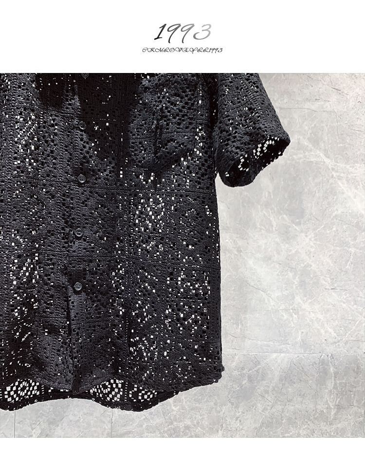 Wewewow - Kanten shirt met korte mouwen