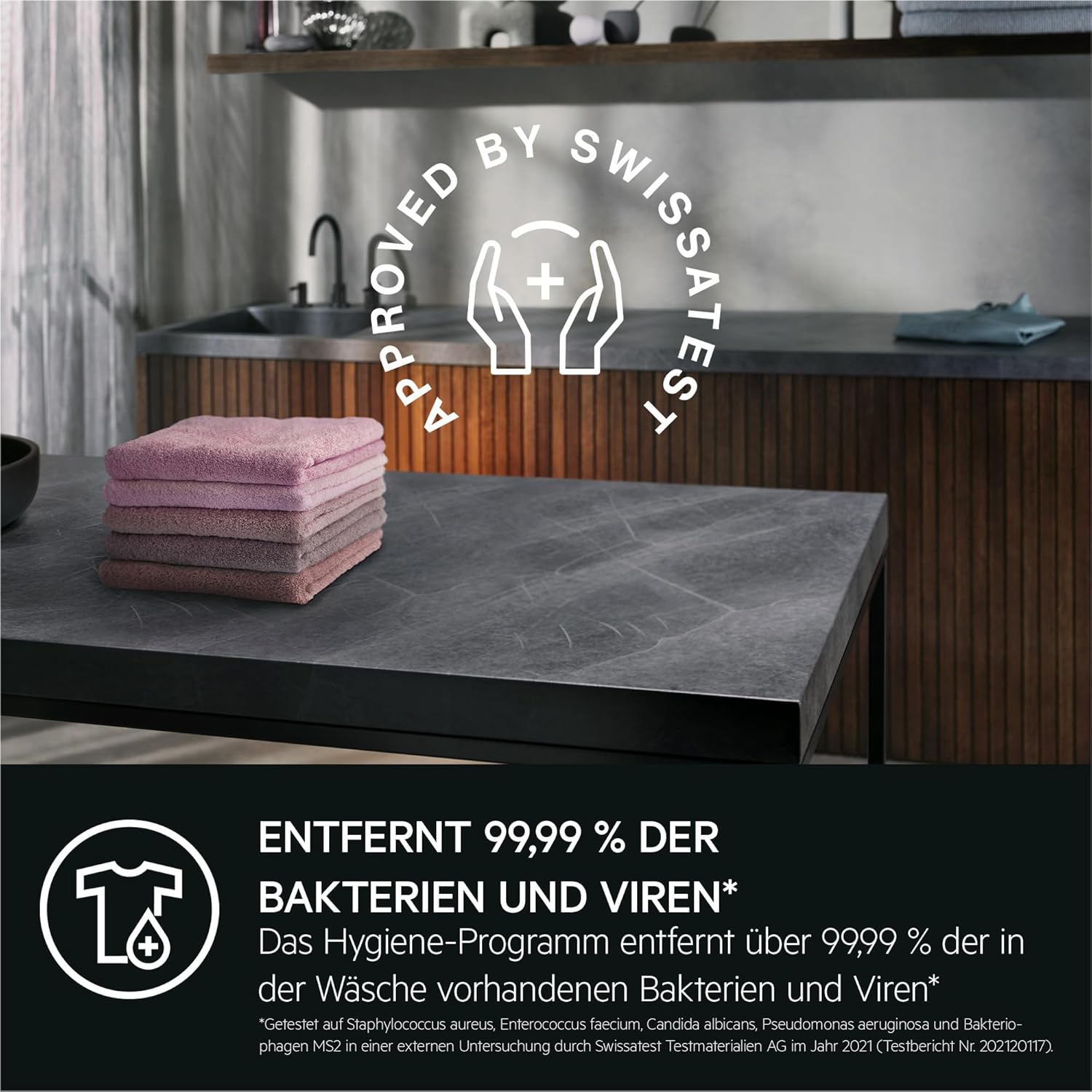 AEG Waschtrockner, 9 kg Waschen, 5 kg Trocknen, Serie 7000 ProSteam: Auffrischfunktion mit Dampf statt Waschen, EEKL D/A, NonStop 1kg-in-1h, Mengenautomatik, 1600 U/min, Dunkelgrau, LWR7G65690