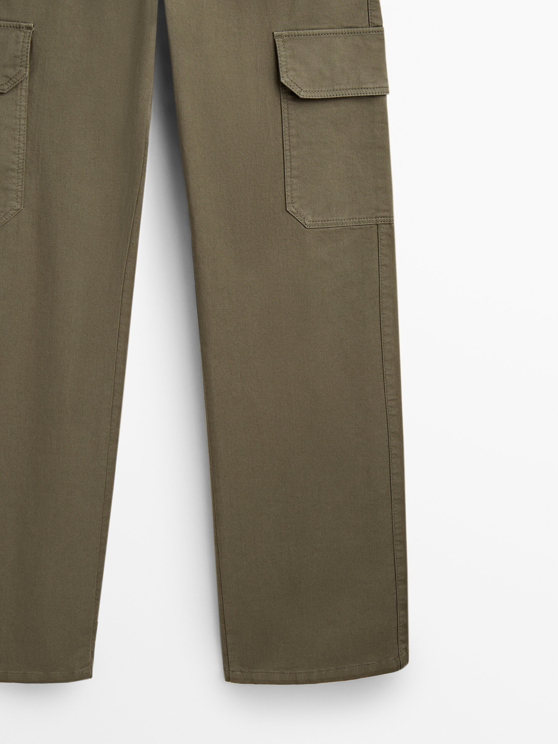 Calça cargo em mistura de algodão - cáqui